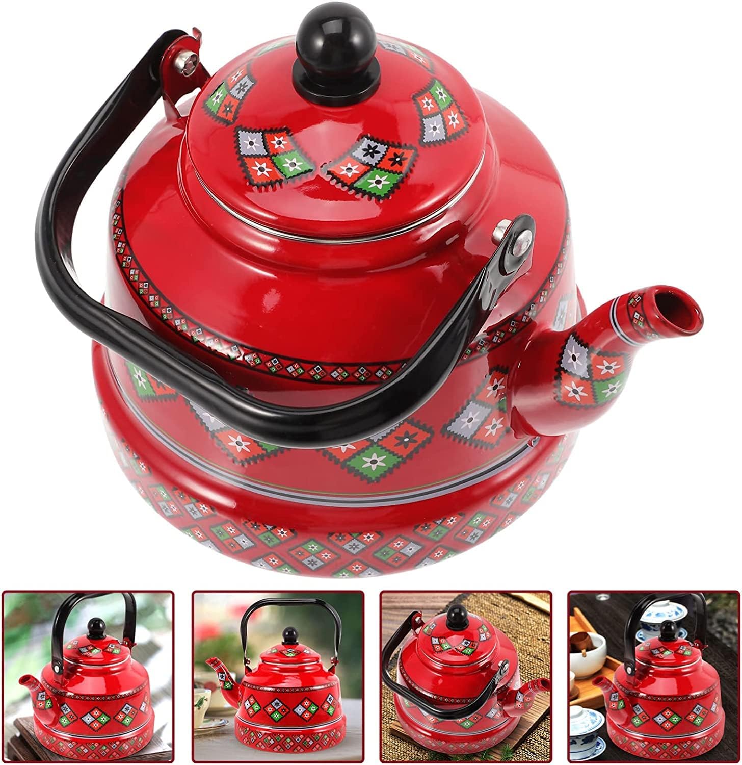 Stainless Steel Whistling Tea Kettle Enamel Tea Kettle Vintage Stovetop Tea Pot Hot Water Boiling Kettle with Handle Gas Cooker Kettle Coffee Pot 1.7L (Color : C)