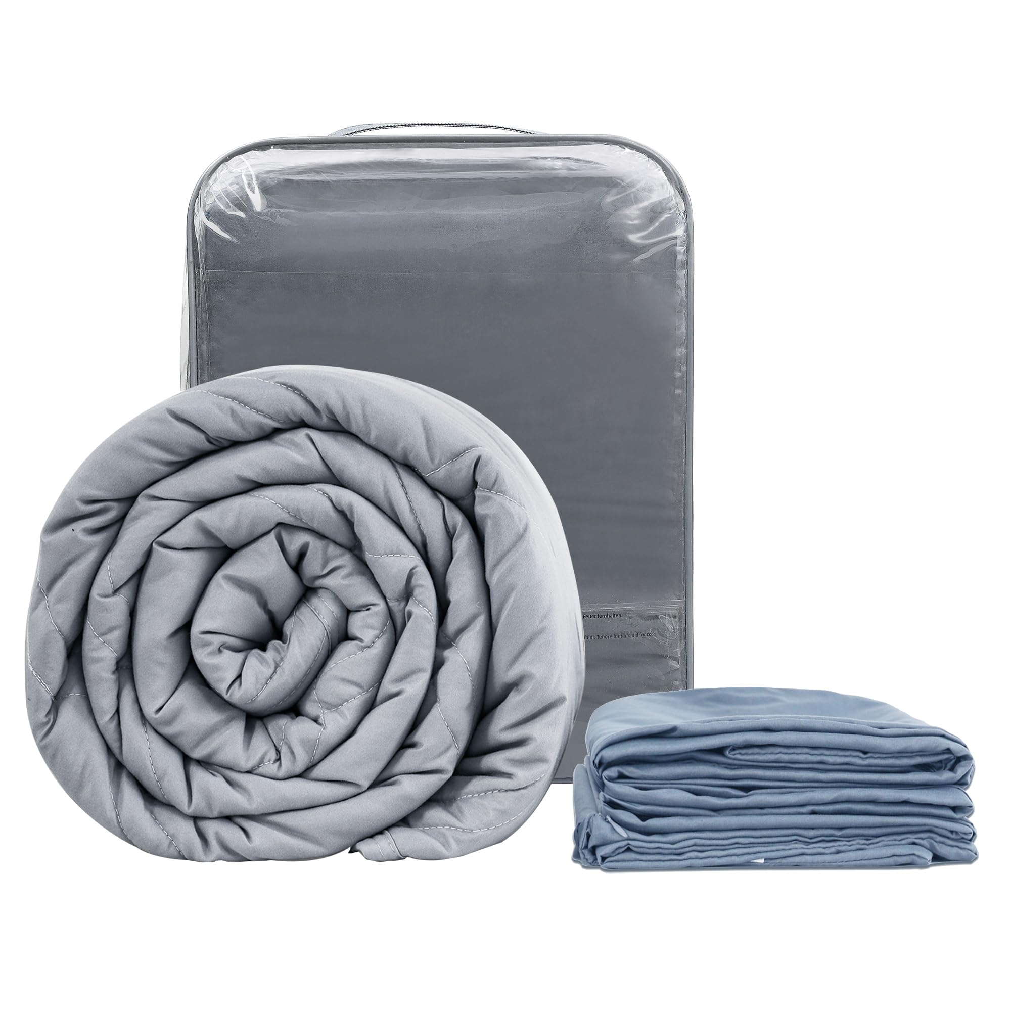 Winthome Manta con Peso 140x190cm 7.2kg con Funda de Edredón, Cobertor Pesado Manta con PesoAnsiedad, Weighted Blanket para un Dormir Profundo y una Mejor Relajación, Manta Ponderada Adultos (Gris) OEKO-TEX STANDARD 100