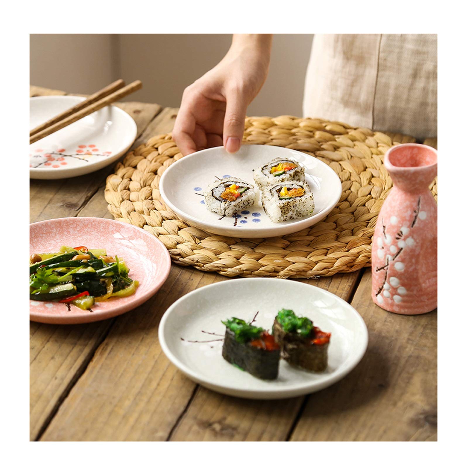 Amazon.co.jp: 皿皿 6.5インチ磁器花のディナープレート、ラウンド