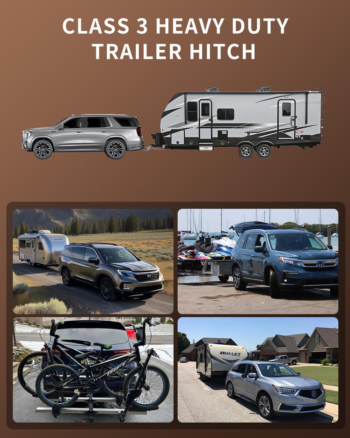 class 3 trailer hitch 2-inch receiver compatible with 2023–2025 honda pilot & 2022–2025 acura mdx | 6,000 lbs gtw / 900 lbs tw | heavy-duty custom fit tow hitch