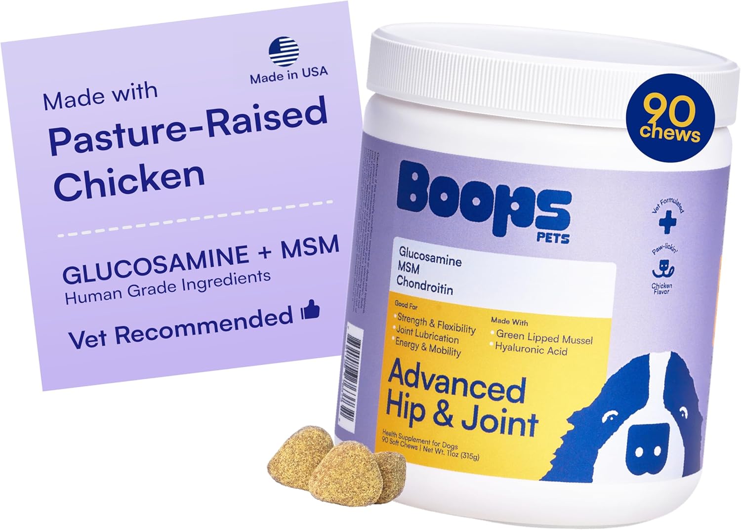 Advanced Hip & Joint Supplement for Dogs – 90 Soft Chews with Glucosamine, MSM, Chondroitin & Multivitamins – Helps Mobility, Flexibility & Arthritis Relief – Made with Pasture-Raised Chicken Advanced Hip & Joint Supplement for Dogs – 90 Soft Chews with Glucosamine, MSM, Chondroitin & Multivitamins – Helps Mobility, Flexibility & Arthritis Relief – Made with Pasture-Raised Chicken