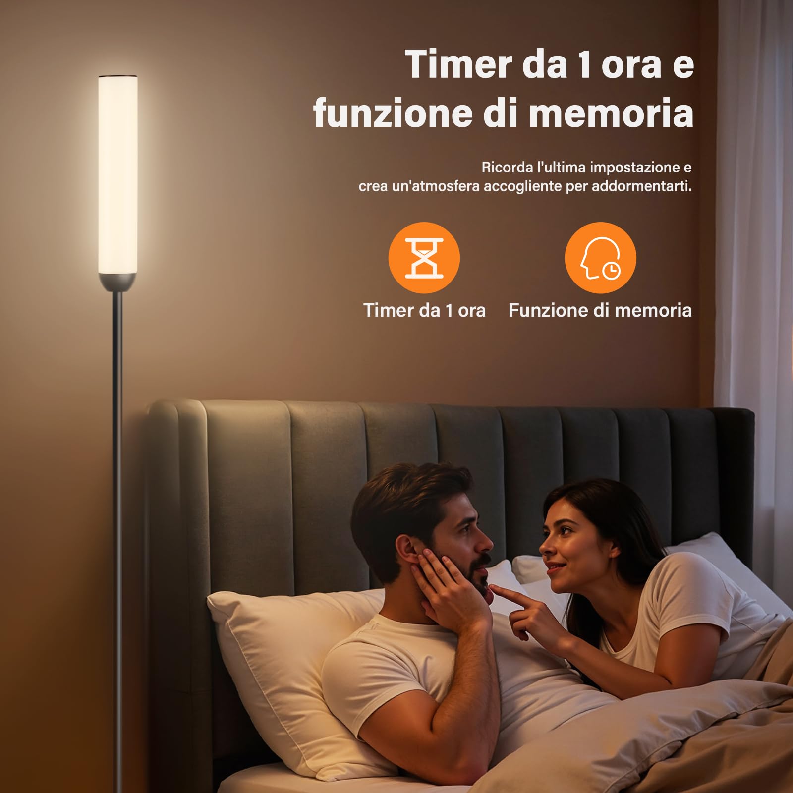 LED Stehlampe Wohnzimmer Dimmbar, Deckenfluter LED Dimmbar, Moderne Standleuchte Wohnzimmer mit Fernbedienung & 5 Farbtemperaturen Stufenlos, Schwarz