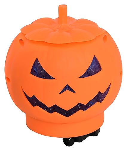 Jagmag Moving Halloween Decoration Pumpkin Candy Holder Bucket 6.2 inch with Lights Sounds Perfect for Halloween Party Birthday Favor Candy for Trick or Treat(Orange)