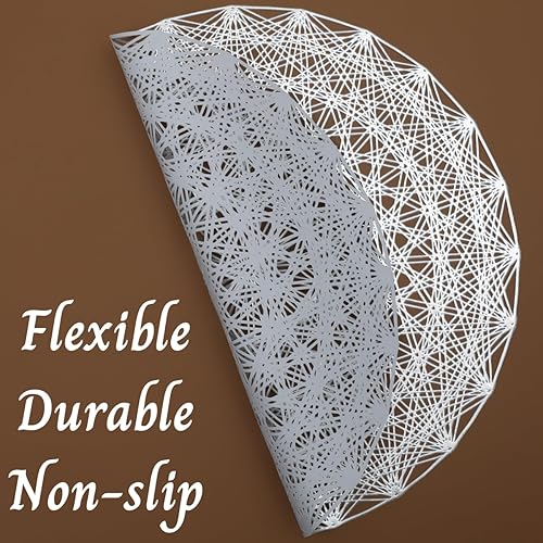 Miniatura 6 de Juego de 6 manteles individuales metálicos plateados redondos para mesa de comedor, lavables, impermeables, antideslizantes, de vinilo, resistentes