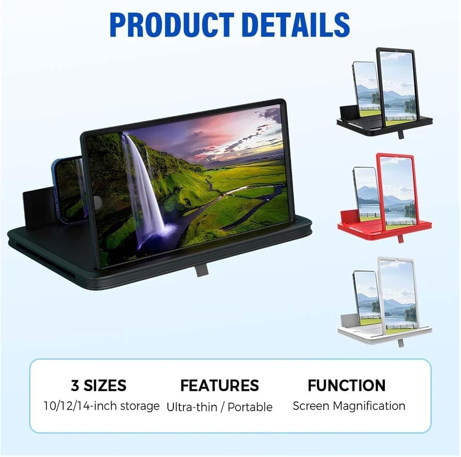 10/12/14 Inch Screen Phone Magnifier, 2026 Upgrade Foldable Screen Magnifier for MobilePhone, Cell Phone Magnifier Projector Screen for Videos, Movies and Gaming