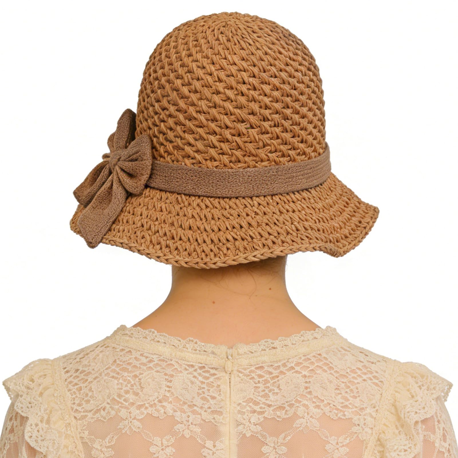 TINAYAUE Chapeau de Paille Pliable Femme, Anti-UV UPF Casquette de Soleil Respirante, Capeline Panama pour Plage, Voyage, Randonnée