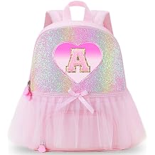 RHCPFOVR Personalized Monogram Dance Bags for Girls - Birthday Gifts 3-6 Years Kids Cute Ballet Backpack with Separate Shoe Compartment Initial Bags Girls Gifts Letter Pink A