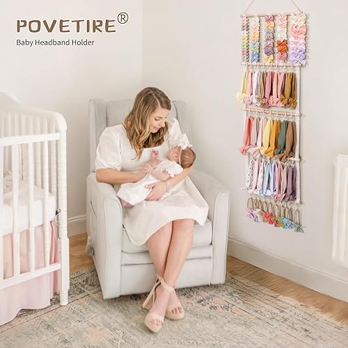 Miniatura 10 de POVETIRE Soporte para diadema organizador de lazos para el cabello, diademas para bebé, accesorios para el cabello, organizador de almacenamiento