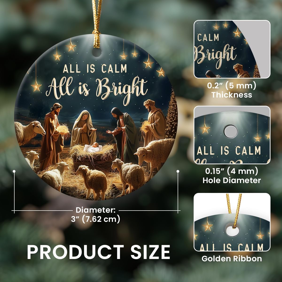 Nativity Ornaments for Christmas Tree - Religious Gifts for Men, Women, Christian Gift Ideas, Ceramic Christian Ornament 2025, Nativity Scene Christmas Decor Keepsake - Image 2