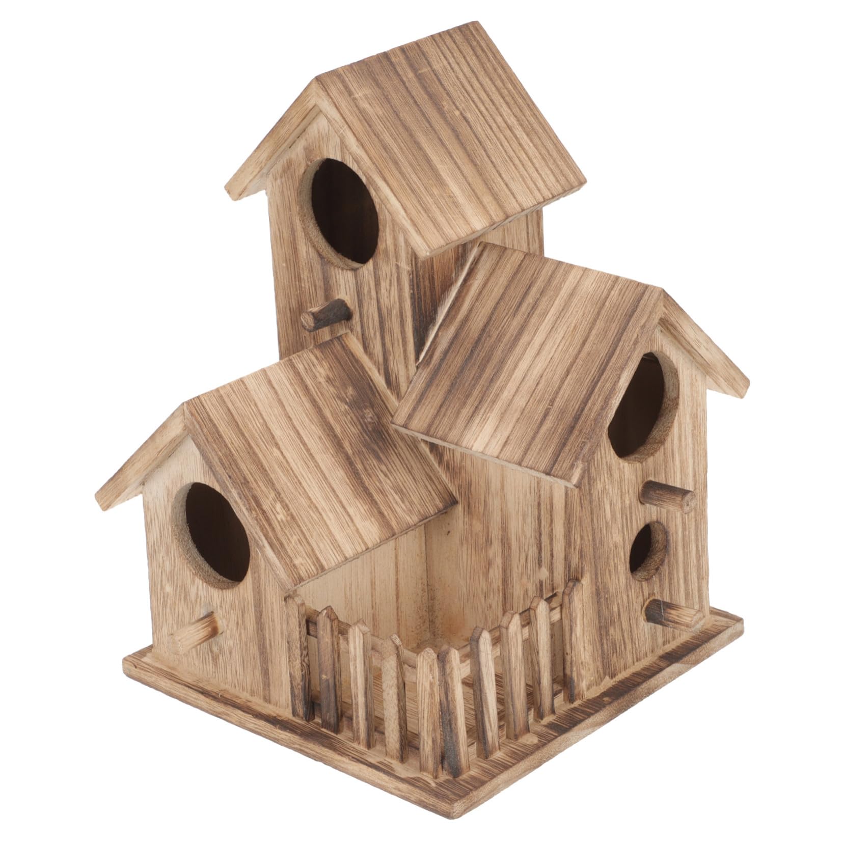 UKCOCO Villa Nido de Pájaro Comedero para Pájaros Independiente Pajarera de Madera Nido de Madera para Jardín Caseta de Anidación para Periquitos Artículos para Periquitos