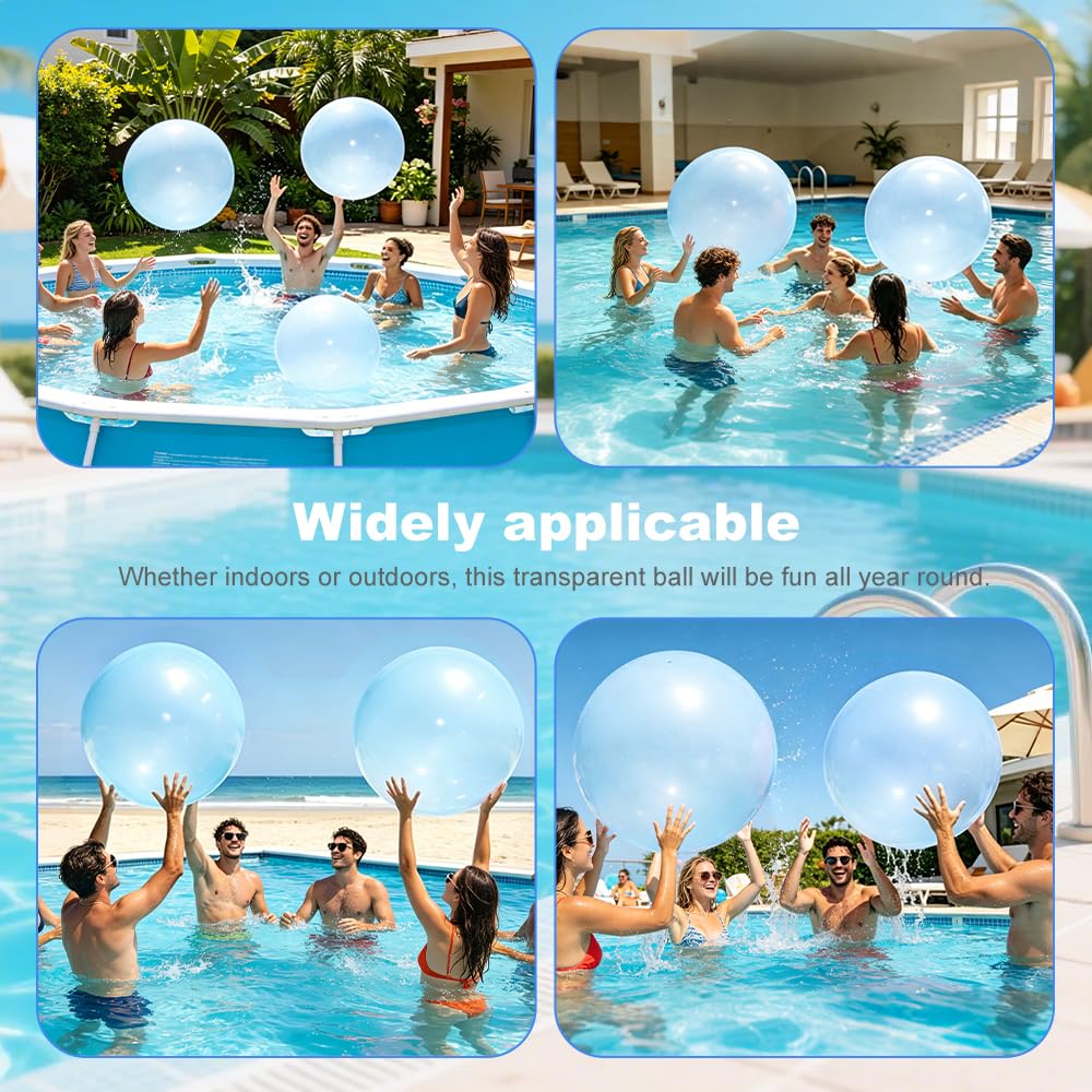 Bubble Ball, 120 cm waterpolo transparente, XXL, resistente al desgarro, pelota de burbujas de agua para adultos, pelota de burbujas grande para playa, jardín, fiesta al aire libre