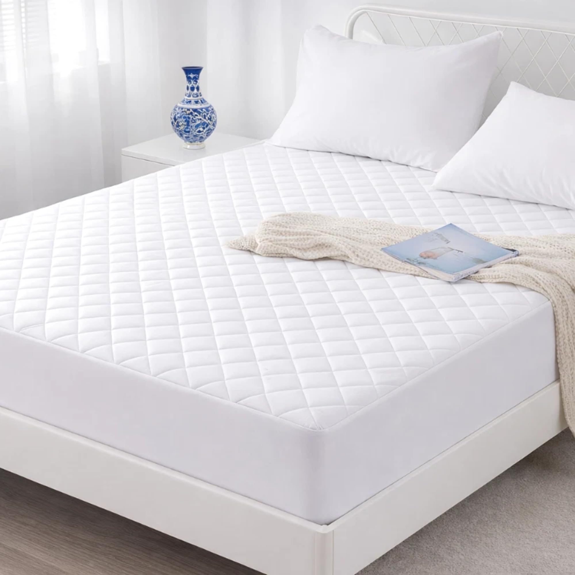Gallant Global Quilted Mattress Protector Double – 40CM Deep Fitted Mattress Protector, Soft Brushed Microfiber Fabric, Anti Allergy, Durable, Machine Washable Bedding Protector