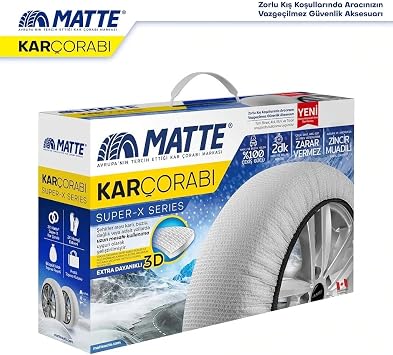 Matte Lastik Kar Çorabı Kar Zinciri Muadili Yüksek Kalite Tekstil Kar Zinciri Superx Series (Large)