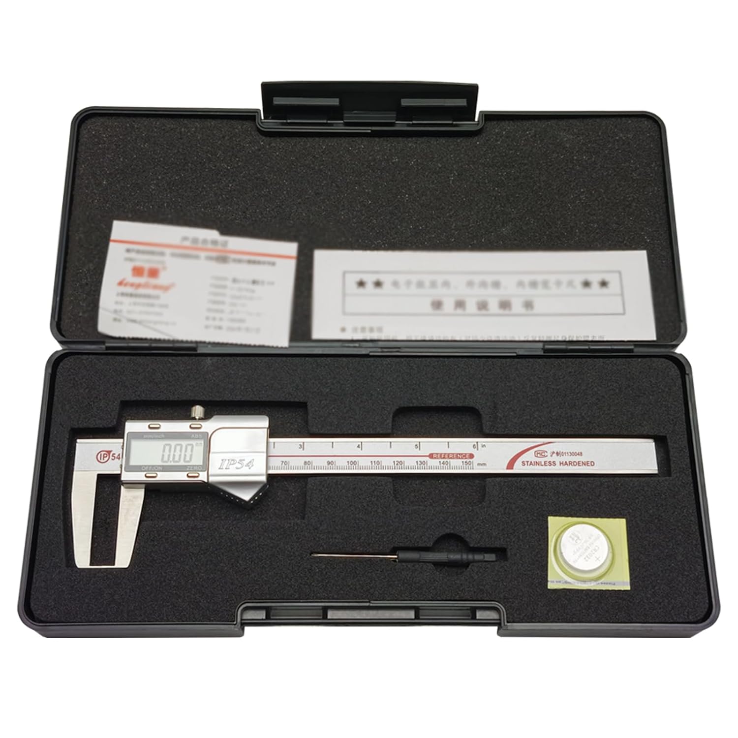 Digital Groove Caliper, Stainless Steel Electronic Outside Neck Caliper for Measuring Grooves and Recesses, 0.01mm/0.0005" Resolution, mm/inch Conversion, LCD Display (8 Inch)