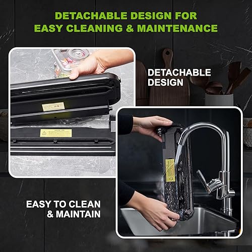 Miniatura 8 de Máquina selladora al vacío de alimentos Sellador al vacío compacto multifuncional de 95 kPa con función de vacío externo, modos secohúmedo con 10