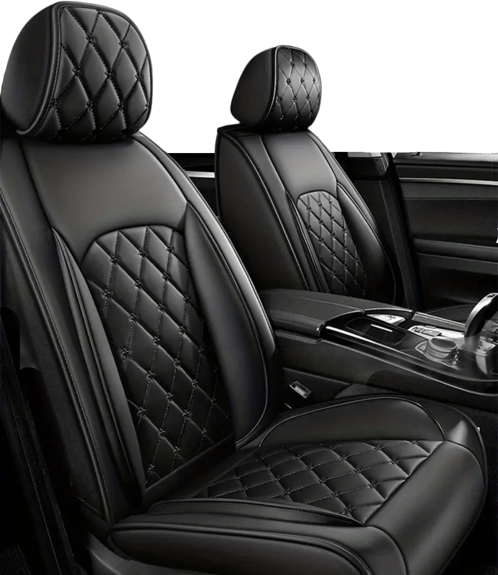 Premium Faux Leather Fully Covered Car Seat Cover Custom Fit for Mercedes-Benz C Class C200 C260 C300 2010-2023 2024 Non-Slip Interior Seat Cushions Protectors (Front 2 Seats,Black)