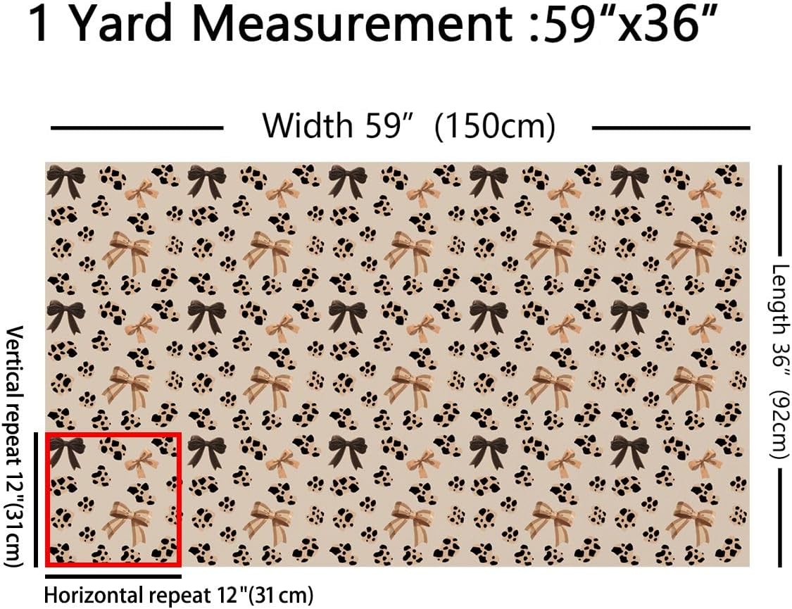 Homewish Grid Bow Fabric by The Yard,Butterfly Bowknot Leopard Print Upholstery Fabric for Sewing Lover,Trendy Outdoor Fabric Crafting Supplies,Cheetah Bows 3 Yard,108" L x 59" W image 2