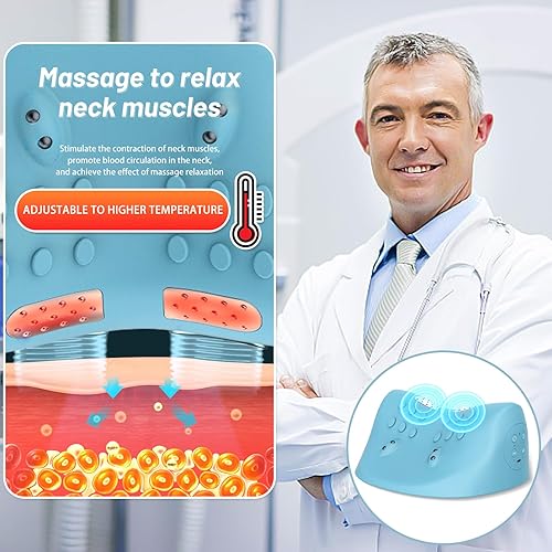 Miniatura 4 de Masajeador de cuello, relajante eléctrico de cuello y hombros con calor, 3 modos, almohadas para aliviar el dolor y relajación muscular, dispositivo