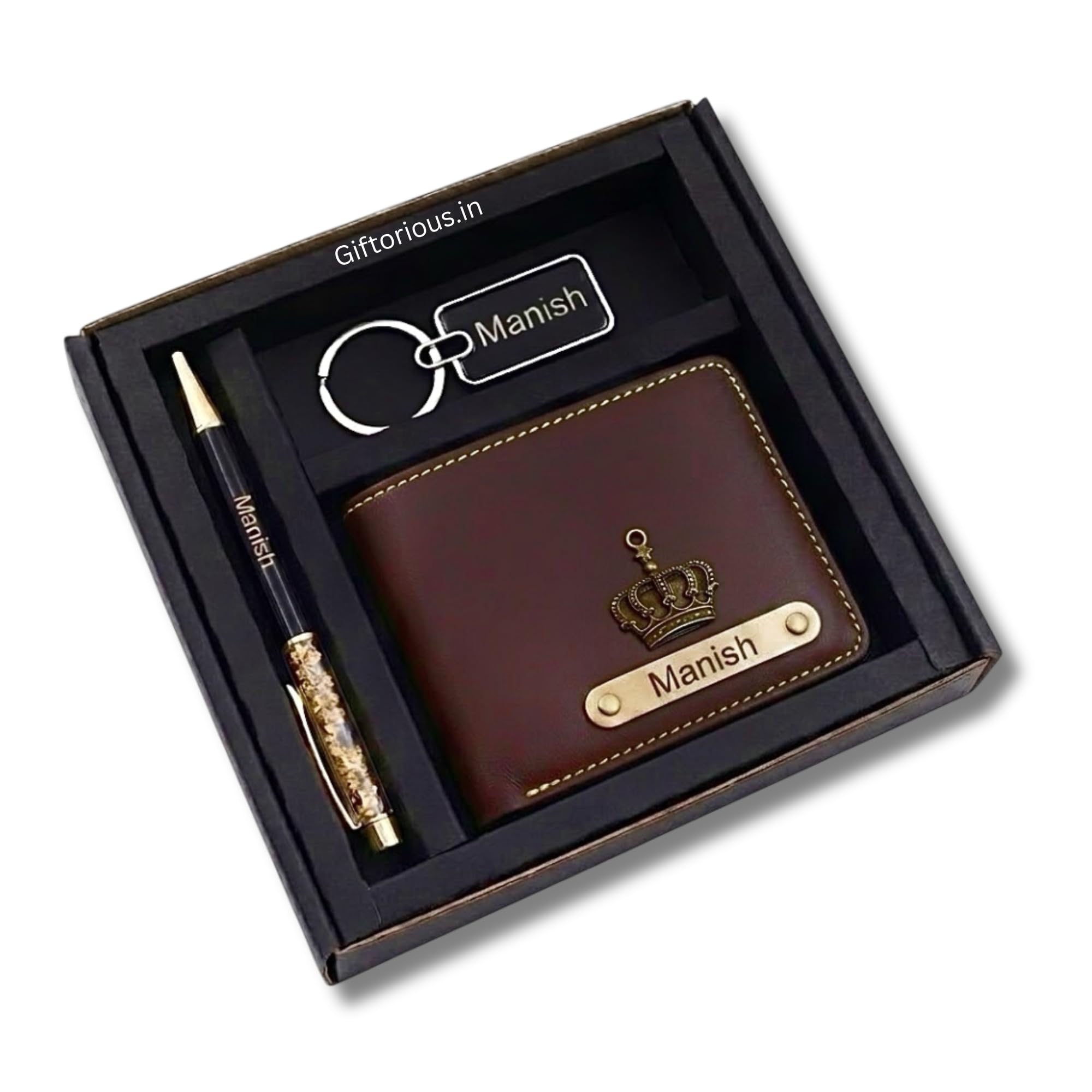 Customised leather original Wallet Pen Keychain Gifting Hamper Set for Men with Name (Brown), Personalized Purse Combo, Unique Stylish Gift for Husband, Boyfriend, Birthday, Valentine's day-image-28