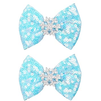 Snowflake Bow Hair Clips for Women Christmas Bow Clip Blue Glitter Snowflake Alligator Clips Winter Barrettes Hairpin Girl Hair Accessories for Winter Christmas Festival Party blue