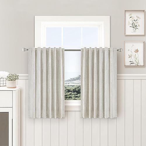 Miniatura 21 de Cortinas grises 100% opacas, 2 capas gruesas completamente opacas, cortinas aisladas térmicas con bolsillo para varilla para cocina/dormitorio (1