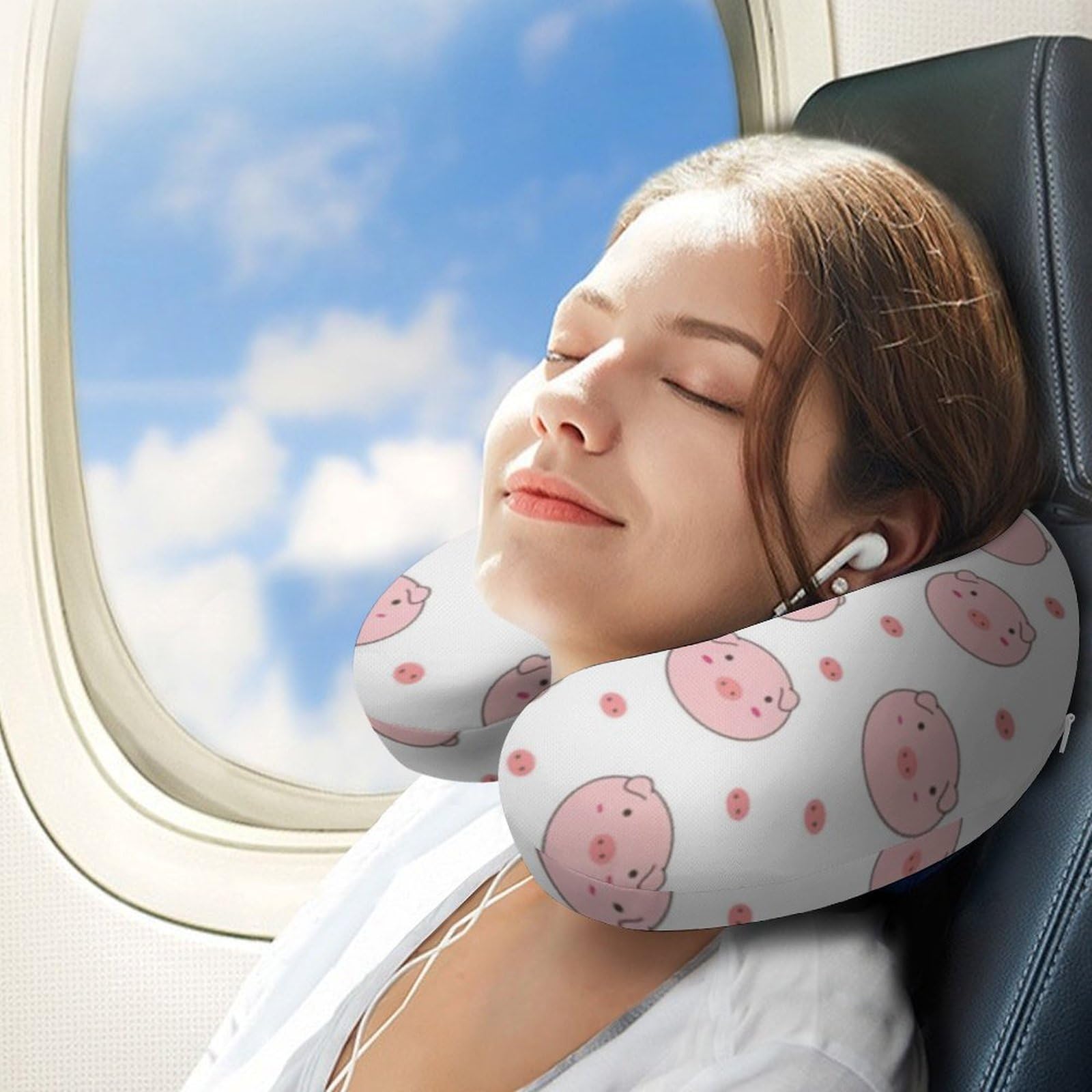 Cuscino a forma di U sorridente, nucleo in memory foam, cuscino per fornire supporto per il collo, cuscino da viaggio, adatto per aerei, auto, case e uffici.
