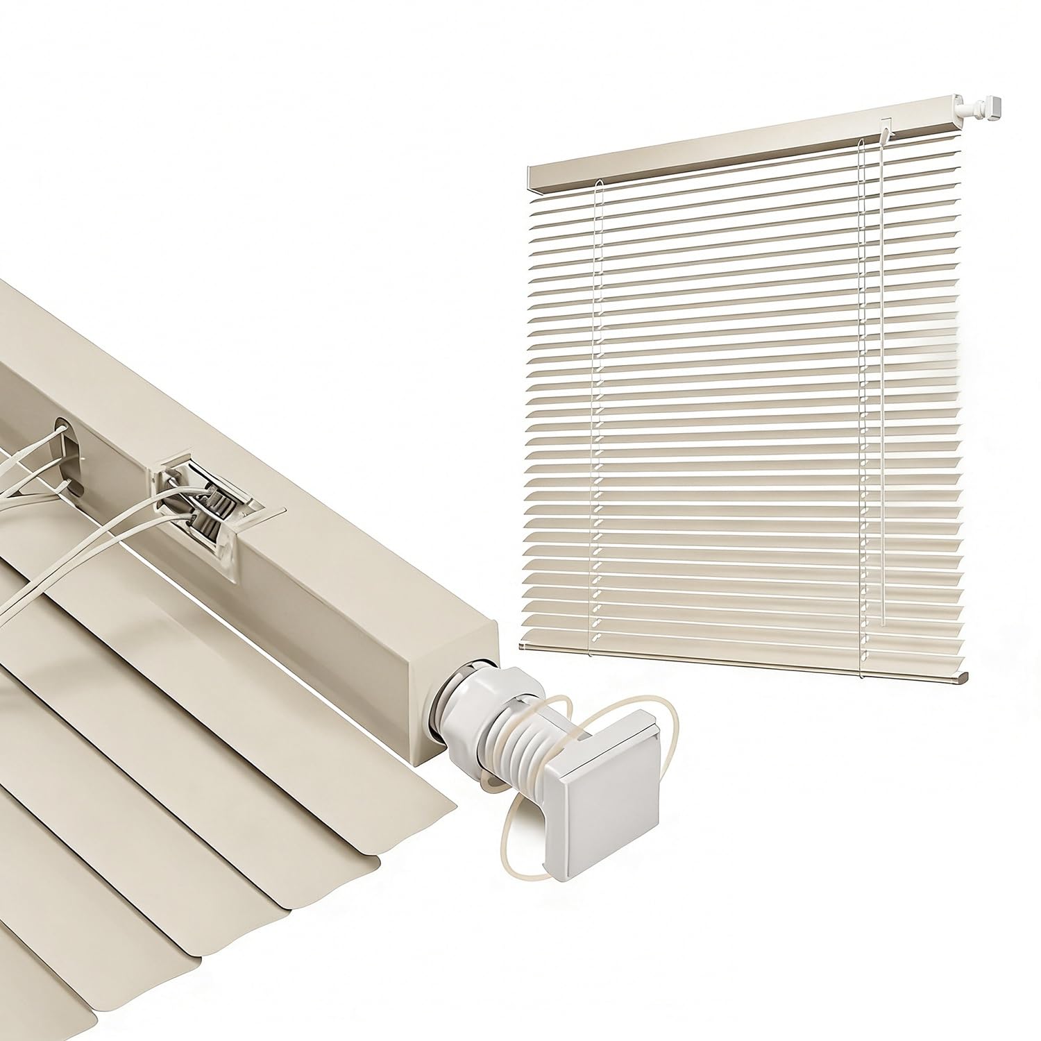 Room Darkening Mini Blind No Drill 40-140cm Width 50-180cm Length, 25mm Slat Aluminum Venetian Blinds, Cordless Horizontal Windows Blinds for Interior(Beige)