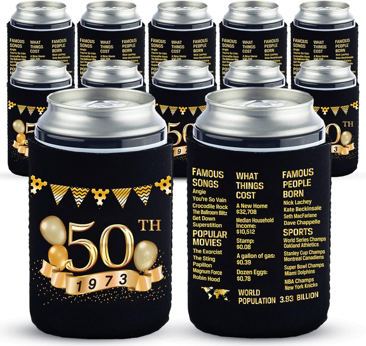 Yangmics 50th Birthday Can Cooler Sleeves Pack of 12 50th