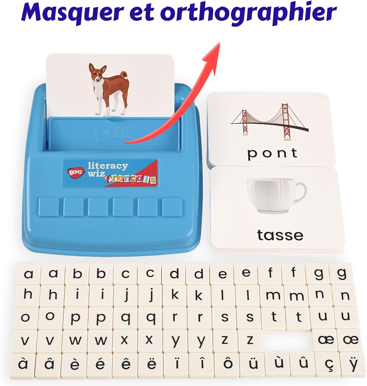 BOHS French Literacy Wiz Fun Game - Lower Case Sight Words - 60 Flash Cards - Preschool Language Learning Educational Toys