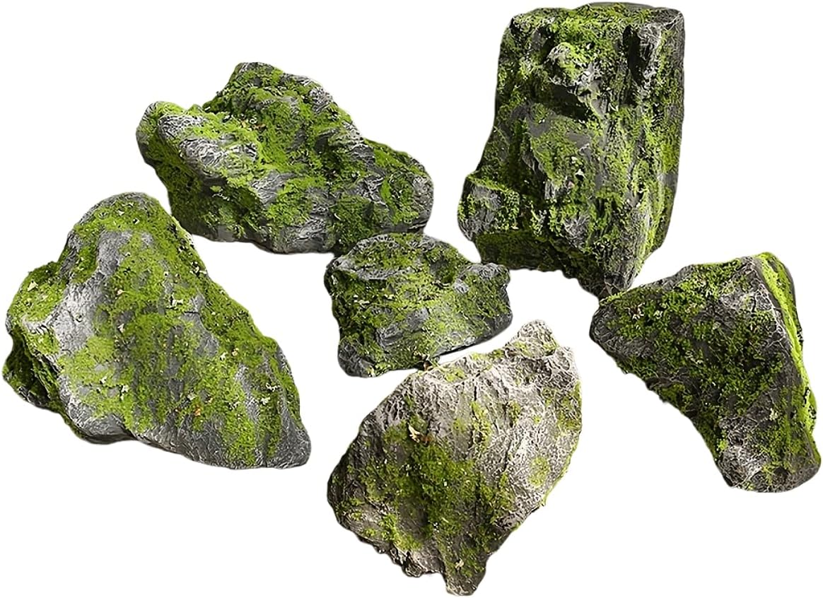 6 PCS Faux Landscape Rocks, PU Foam Decorative Stones, Faux Stone Accents for Landscaping, Garden, Aquarium Decoration