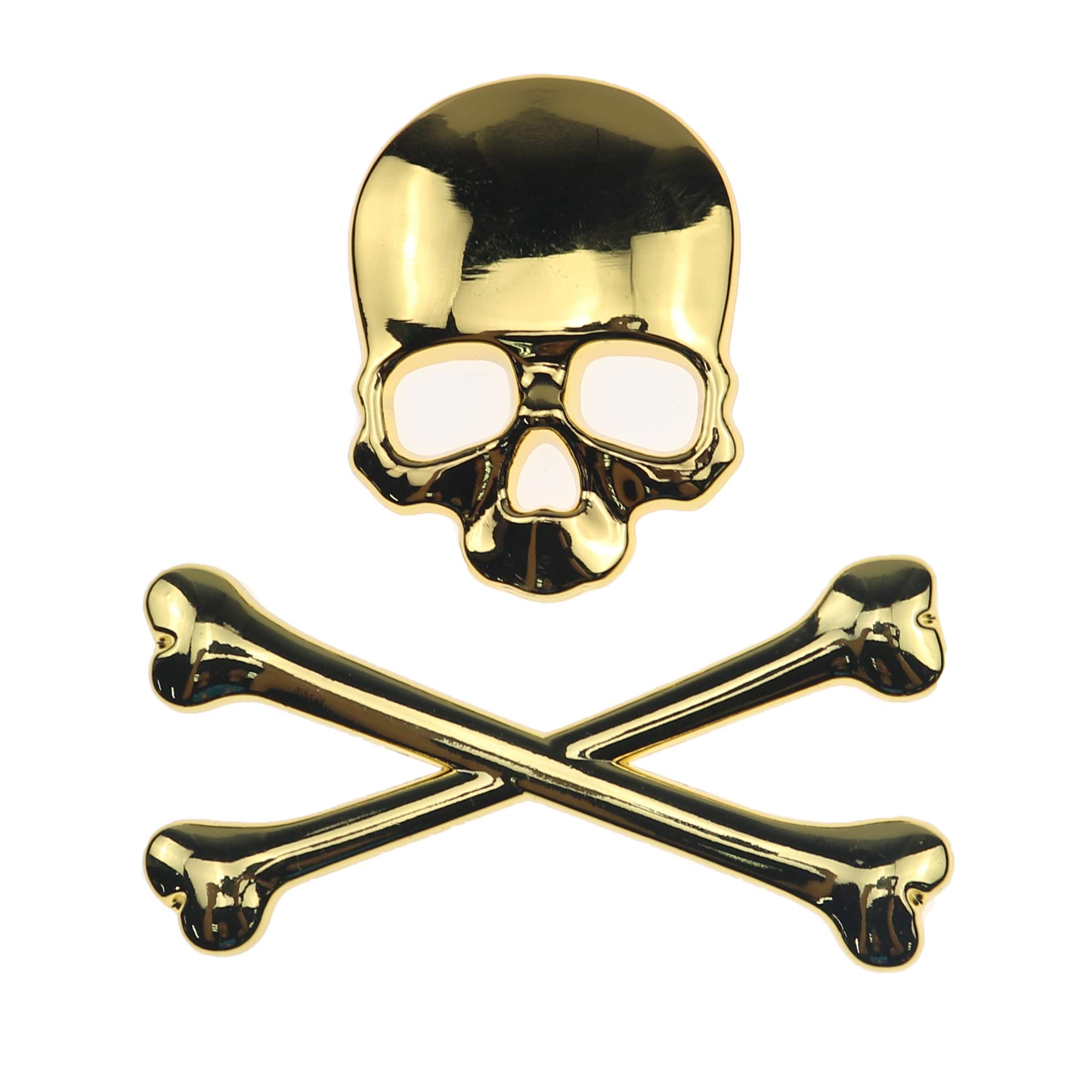 BHYShop Gold 3D Crossbones Skull Metal Logo Emblem Badge Decal Tank Sticker Car Truck
