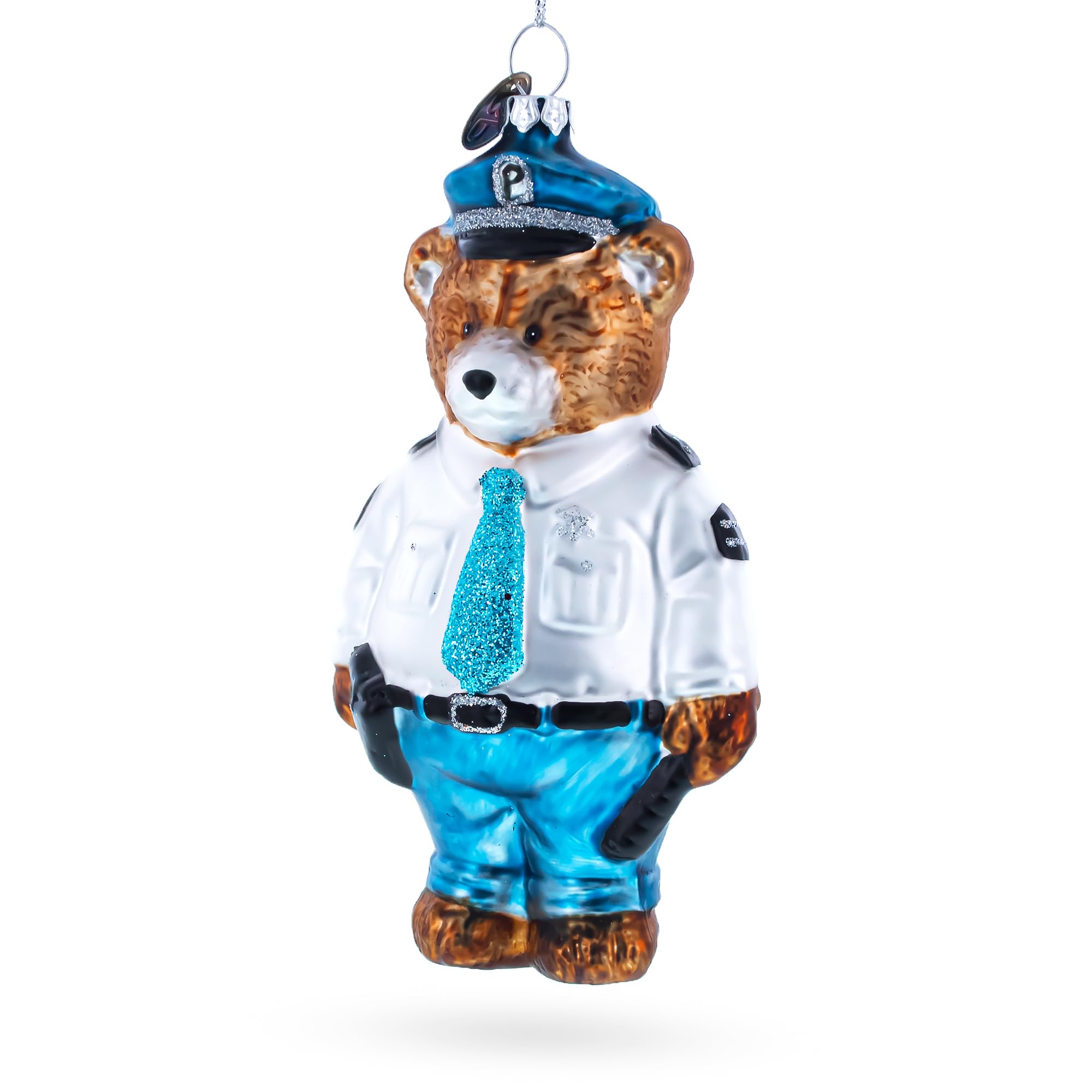 Ours policier décoration de Noël en verre idée cadeau originale