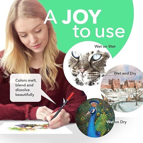 Miniatura 4 de Castle Art Supplies Juego de 72 lápices de acuarela para colorear en estuche con cremallera para adultos artistas, núcleos de calidad con colores