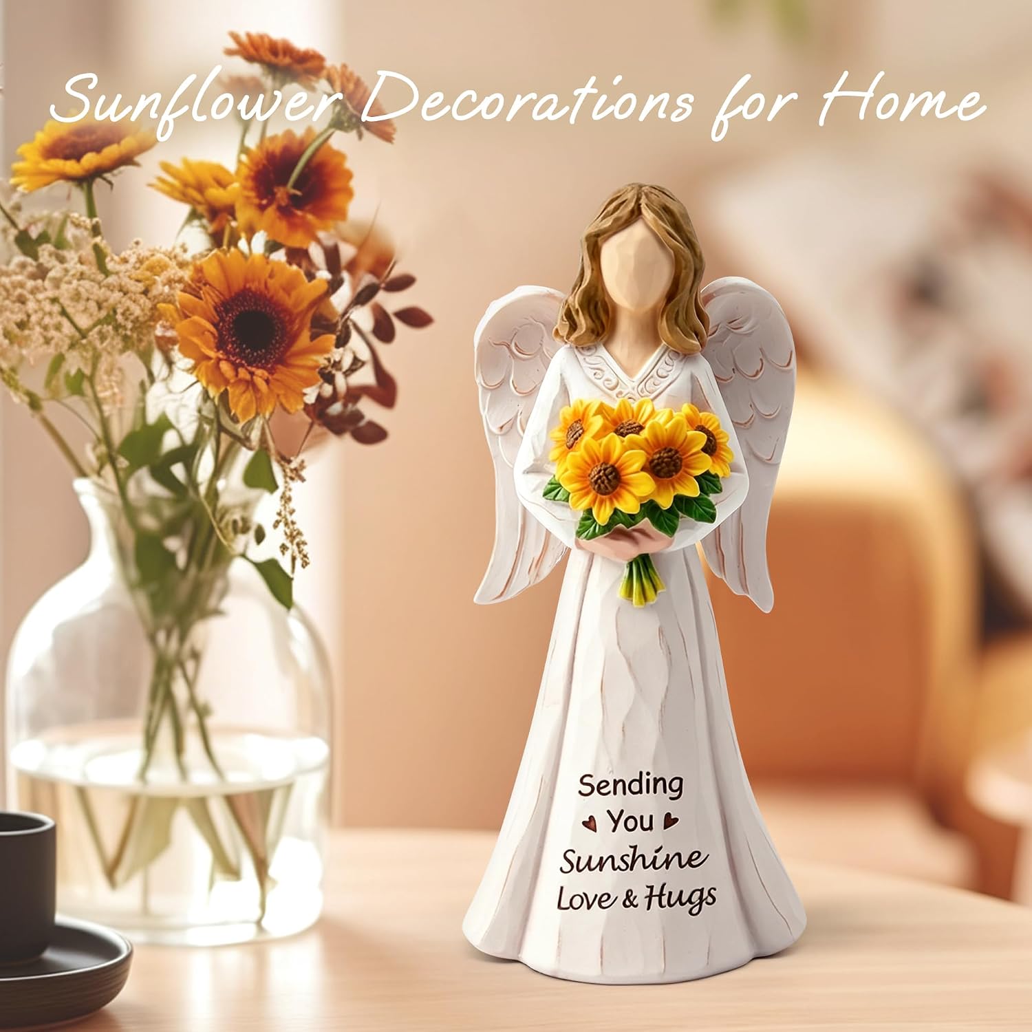 Sunflower Gifts for Women, Hand-Painted Resin Statue for Get Well Gifts image 3