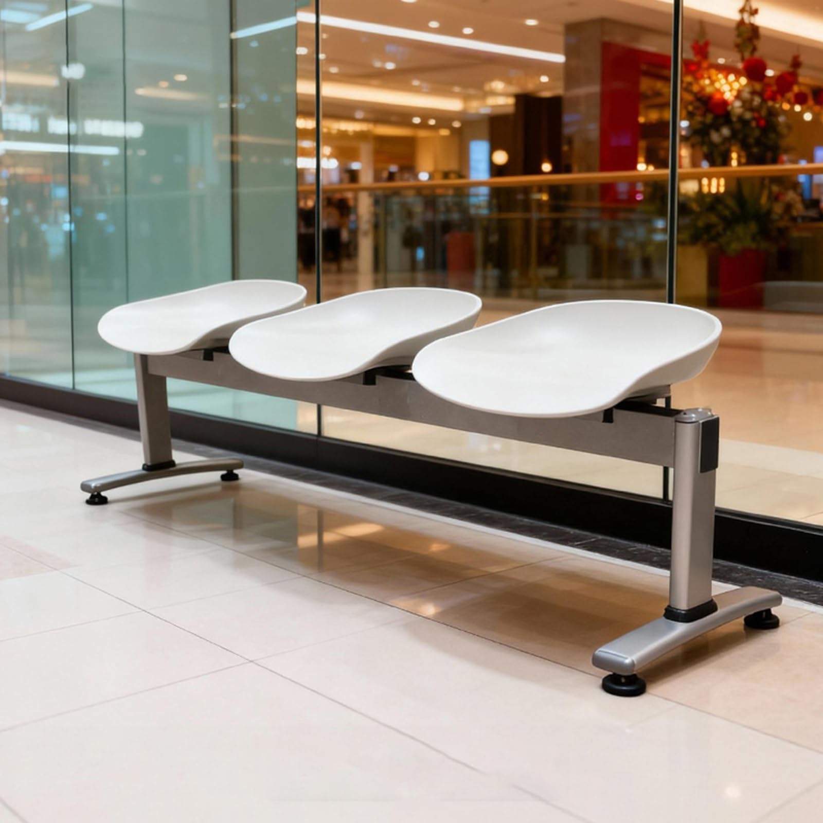 SaryEdge Office Chairs - Reception Seating Bench for Airport, Bank, Salon, School, Basketball Court - Comfortable & Durable Guest Chairs,White-150cm/59in,White-150cm/59in