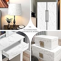 Vista 5 de Papel de contacto de mármol brillante de practicalWs granito blanco/gris para encimeras de cocina, gabinetes, muebles, renovación, papel pintado