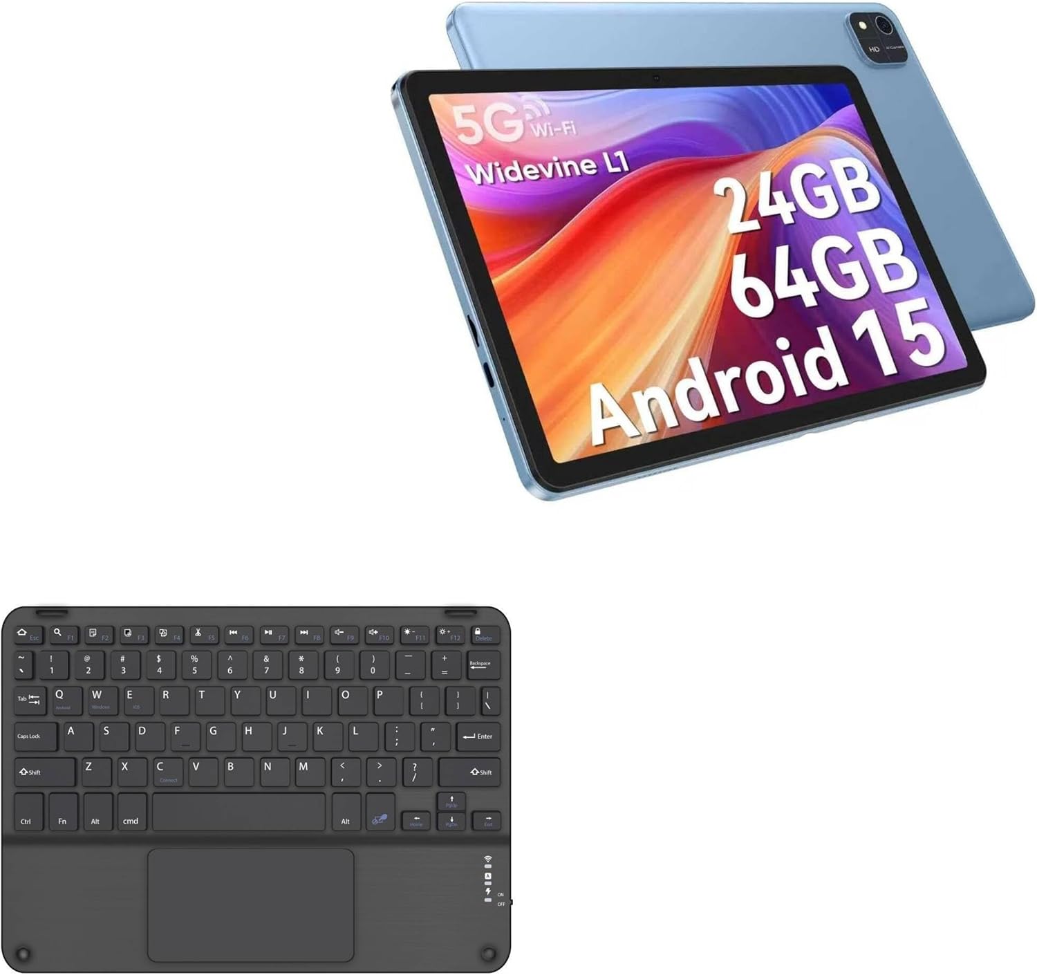 BoxWave Keyboard Compatible with EDDBNi 2025 Android Tablet (11 in) - SlimKeys Bluetooth Keyboard with Trackpad, Portable Slim TouchPad - Jet Black