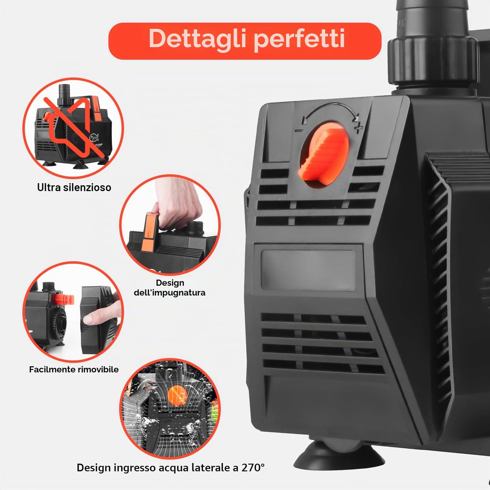 pompa sommergibile per laghetto, 30W 2000L/H pompa per fontana d'acqua pompa per acquario con controllo del flusso per acquario, cascata, filtrazione, esterno, idroponica
