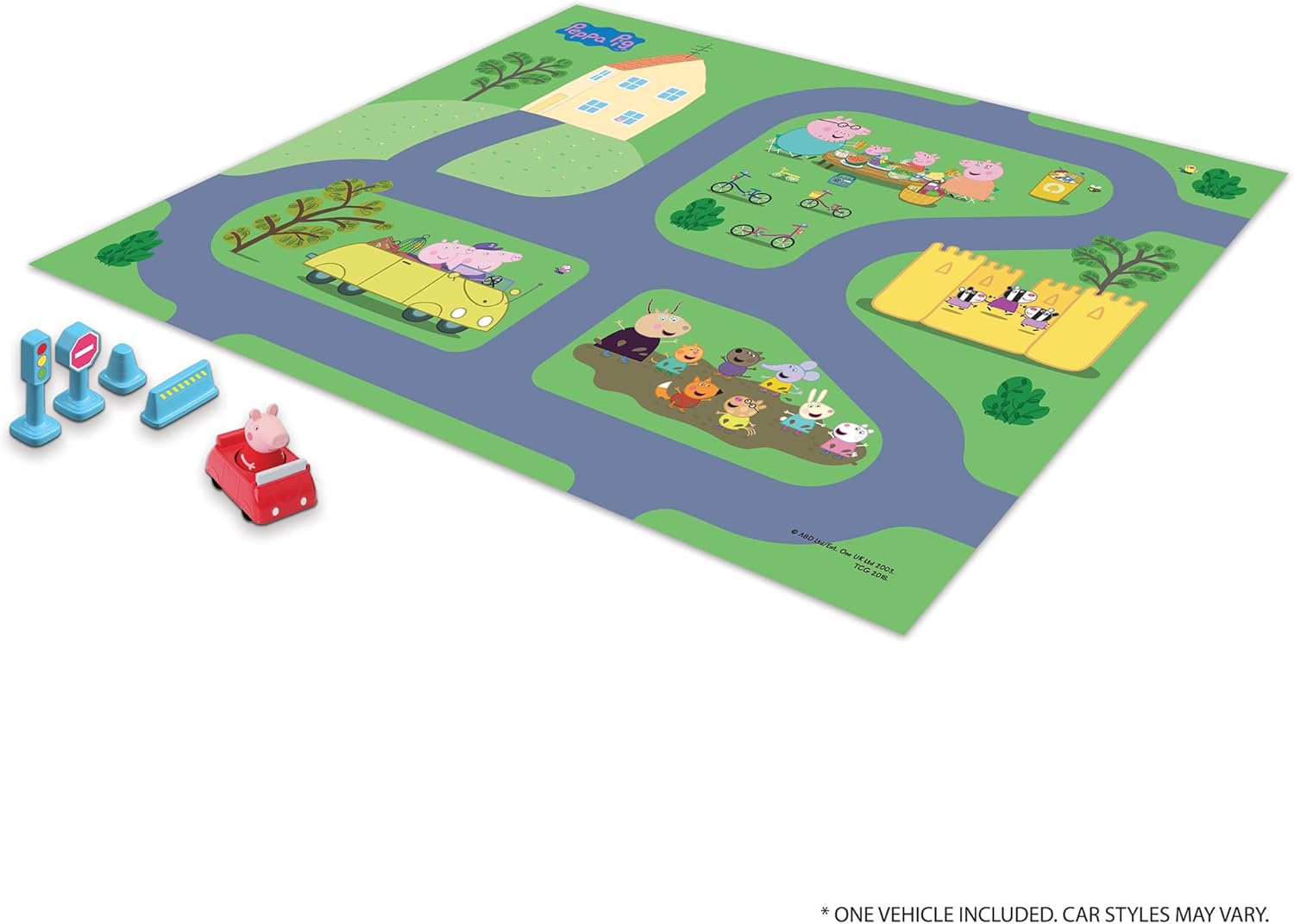 Imaginmat: Deluxe - Peppa Pig - Floor Playmat & Toy Car, 30.5 x 20.5, Character Vehicle & Road Accessories, Durable EVA Foam Mat, Licensed, Kids 3+