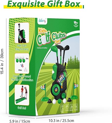 Miniatura 9 de Liberry Juego de golf para niños y niñas de 2, 3 y 4 años, carrito de golf para niños con alfombrilla de puting, juguetes deportivos para interiores