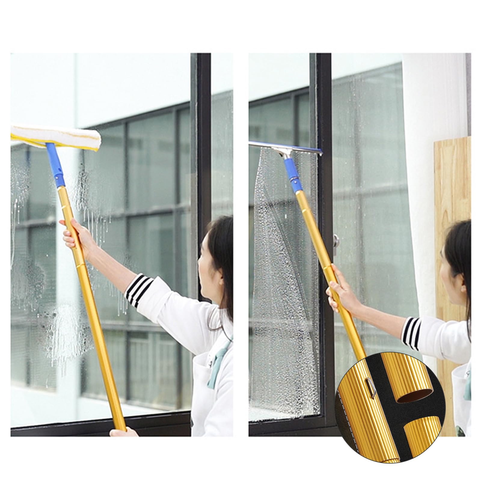 Limpiacristales Profesional con limpiacristales 35cm,Paño de Microfibra extraíble de 35 cm,Plumero,Bolsas,Rascador,Limpia Cristales para Ventanas Altas (10.5m)