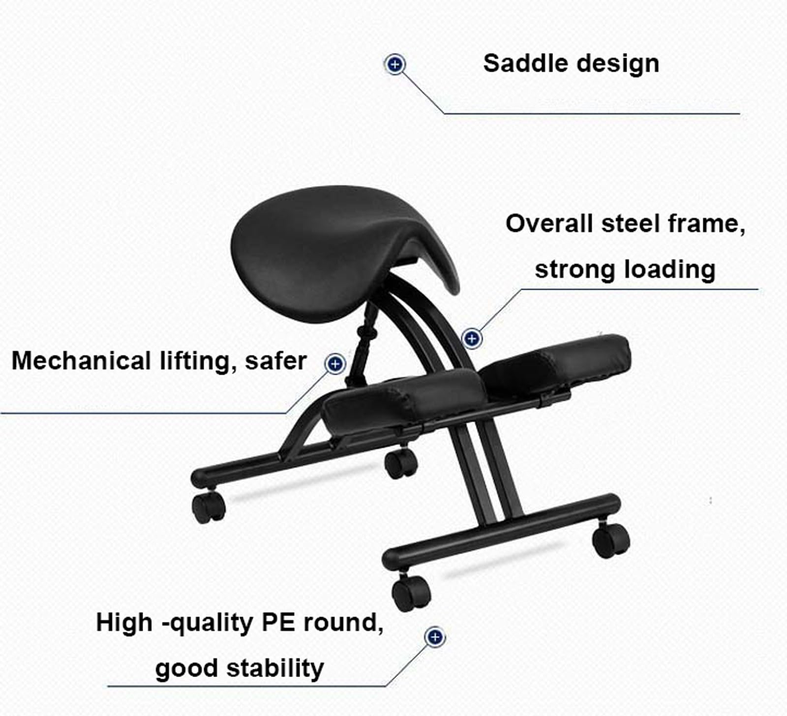 Kniestuhl mit Rückenstütze, Haltungskorrektur-Design, abgewinkelter Sitz, ergonomischer Bürostuhl für verbesserten Komfort und Ausrichtung während der Arbeit