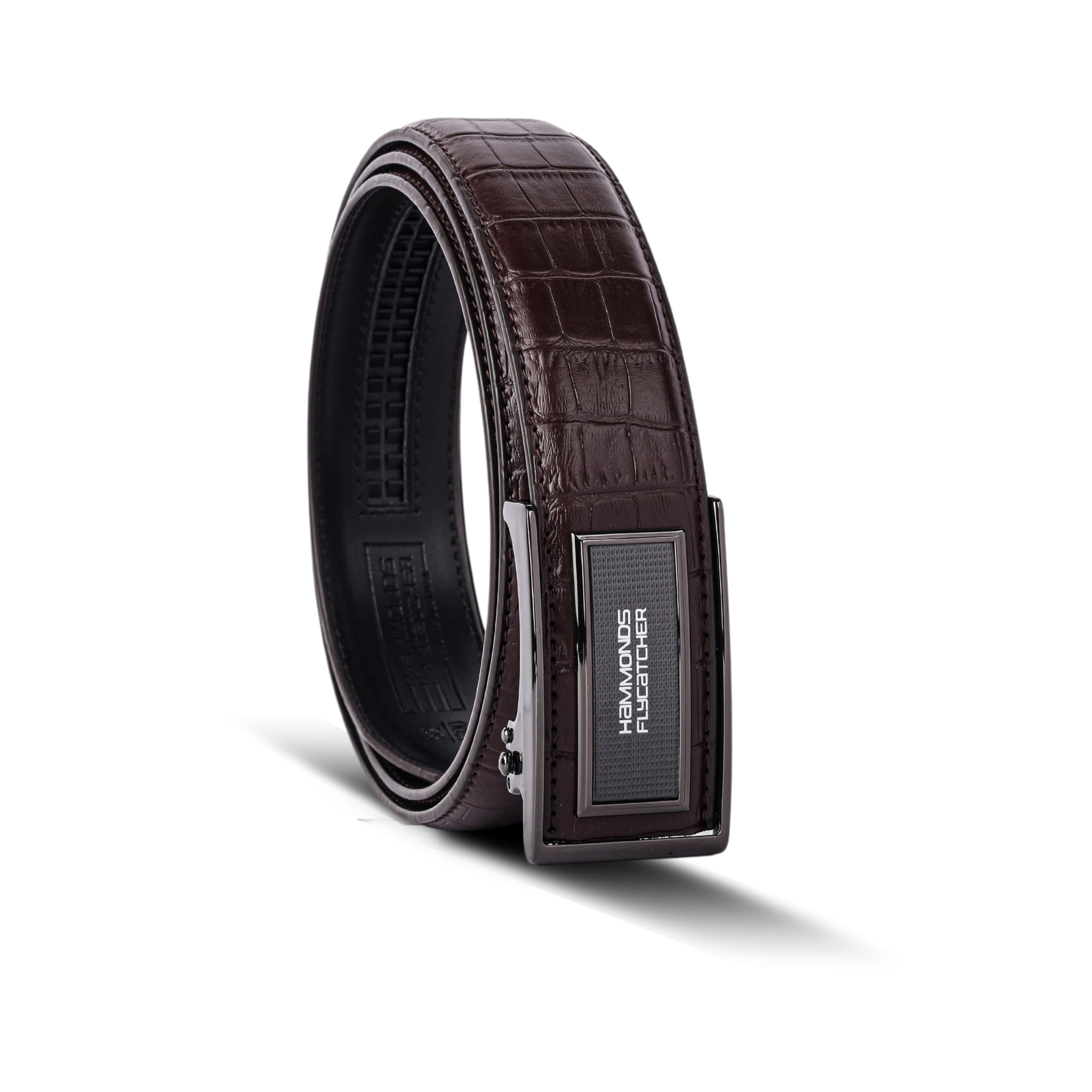 HAMMONDS FLYCATCHER Genuine Leather Belt for Men, Premium Leather Belt with Auto Lock mechanism, Mens Belt Leather Branded with Slide Lock, Stylish Hidden Tail Design for Everyday Wear - Croc Brown - Image 7 thumbnail