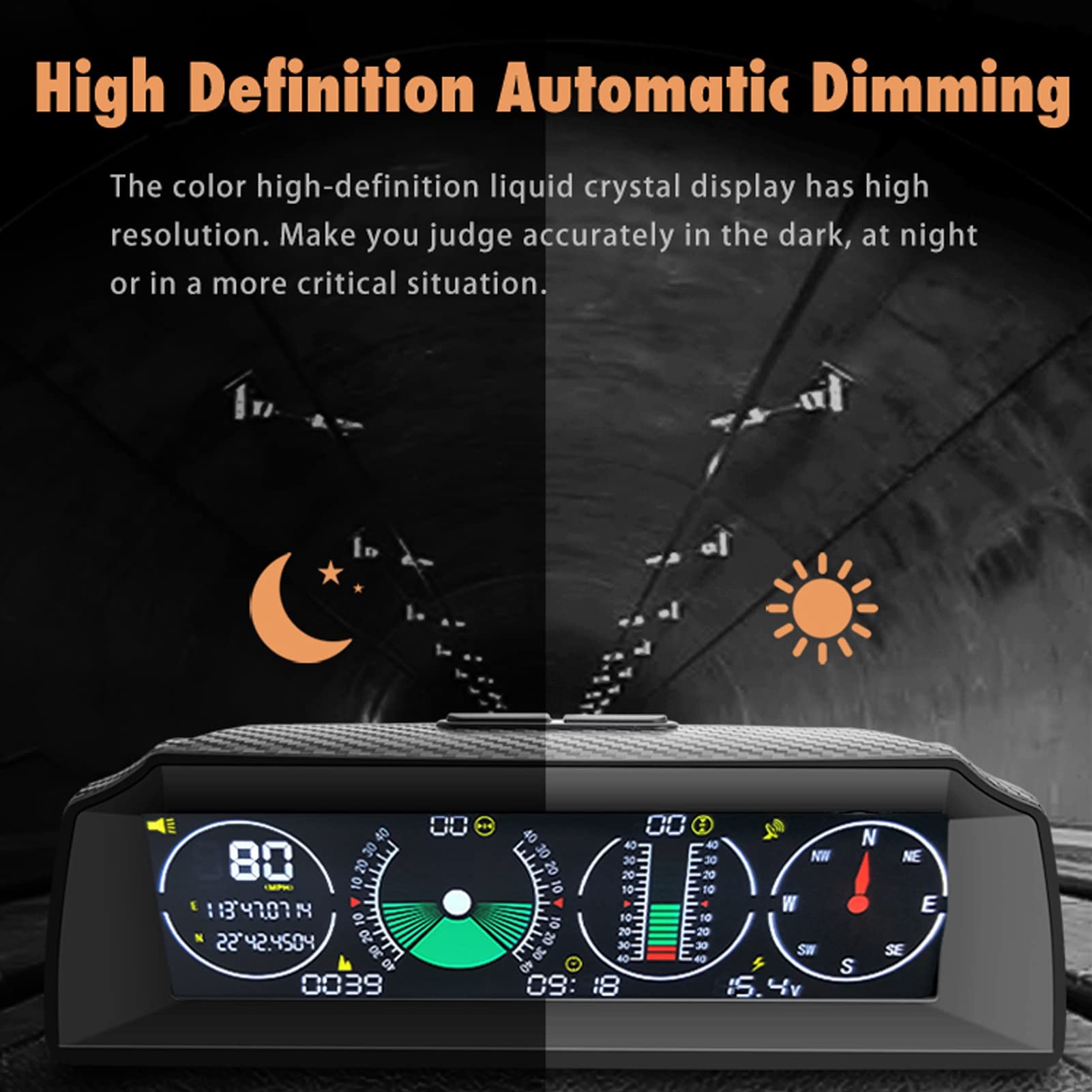 KIMISS Universal Smart Hud Display, ABS PC Car Escort GPS Satellite Speed ​​​​Time Speeding Alarm Funzione Display Bussola