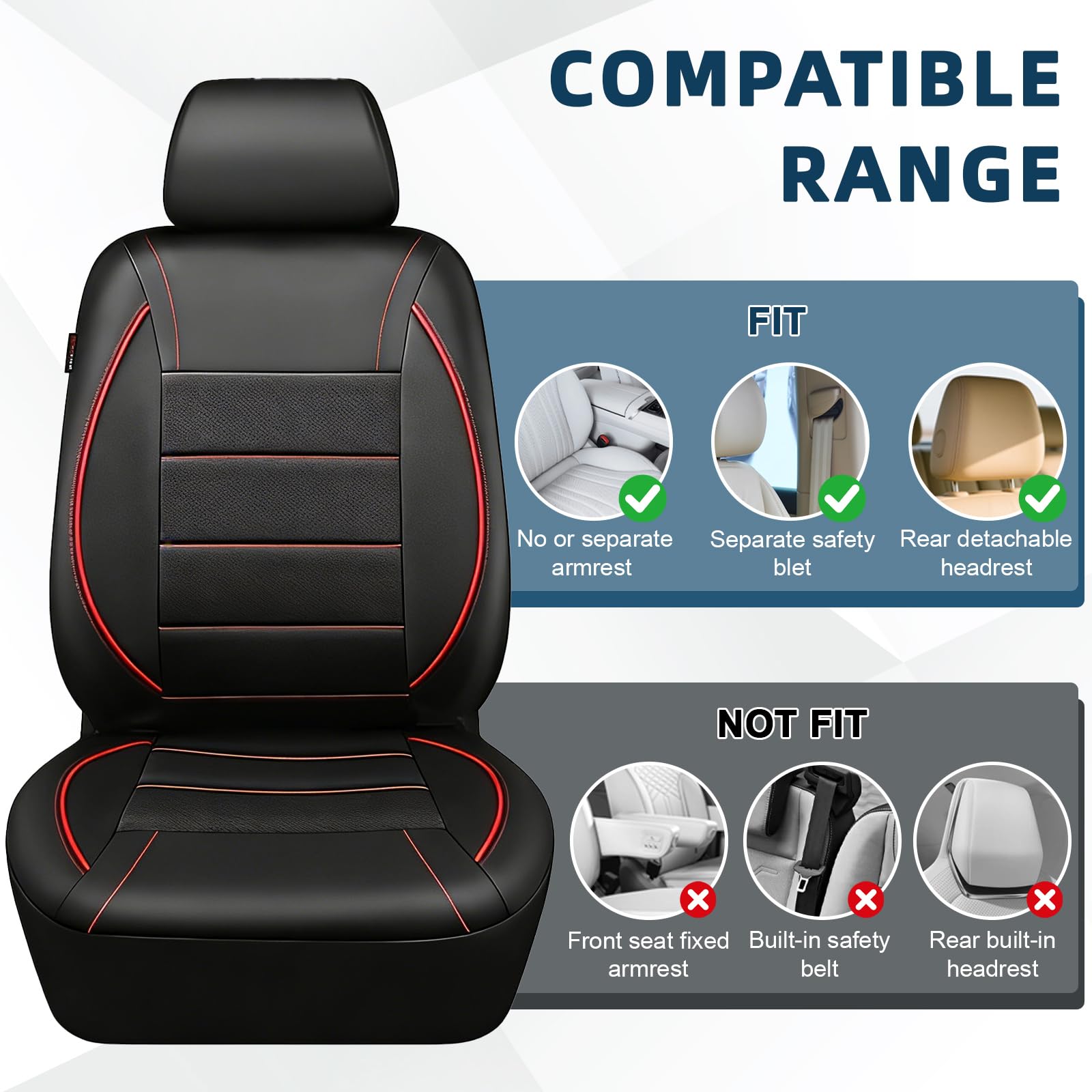 Set completo di 9 coprisedili per auto, in pelle, impermeabili, antiscivolo, protezione per sedili auto, compatibile con airbag, set completo universale da 5 posti, con schienale alto, per SUV