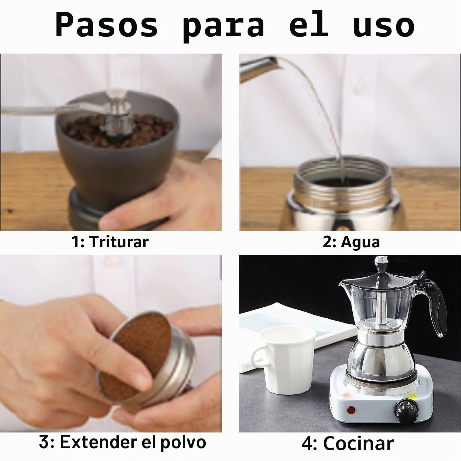 OUKENS Cafetera espresso de 300 ml 6 tazas acero inoxidable cafetero italiana octogonal para el hogar