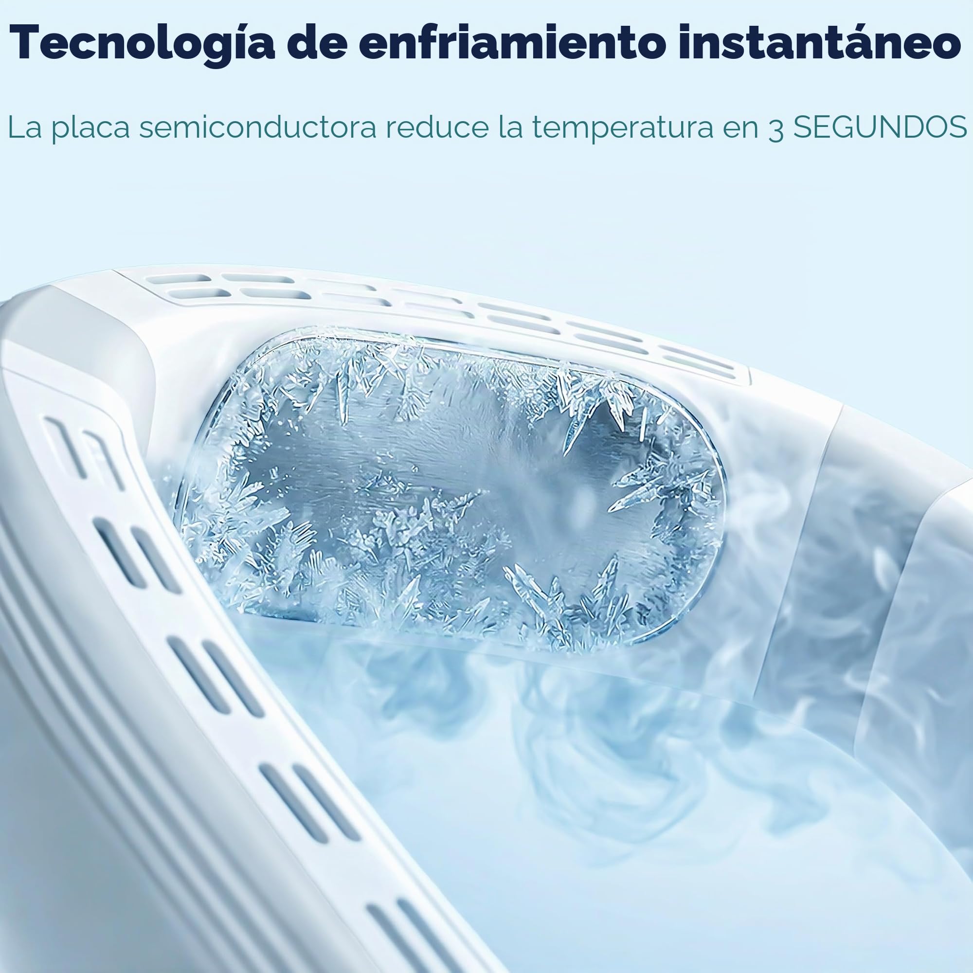 Ventilador de cuello, aire acondicionado de cuello, ventilador personal con placa de refrigeración, batería grande de 5200 mAh, diseño ergonómico, color blanco
