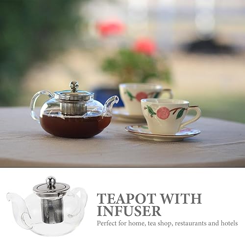 Miniatura 8 de Tetera de filtro Tetera de vidrio para el hogar Tetera de vidrio transparente Tetera de vidrio Hervidor de té conveniente Infusor Hervidor de té