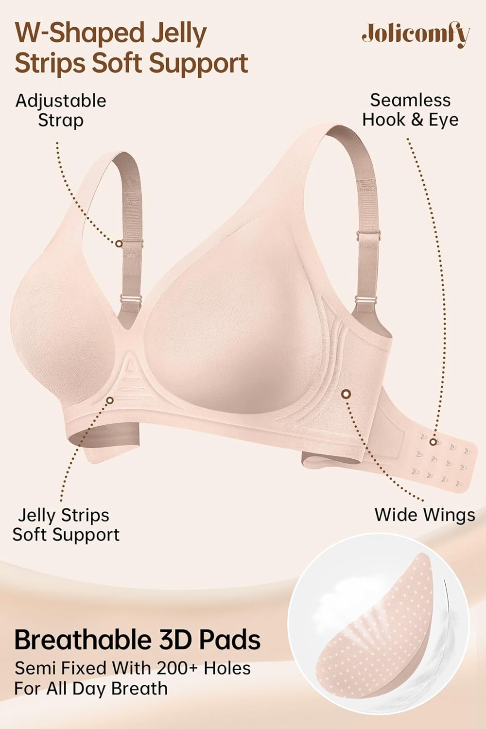 Wireless Bras for Women Seamless Push Up Bra Full Coverage Bralettes w Support - Image 4