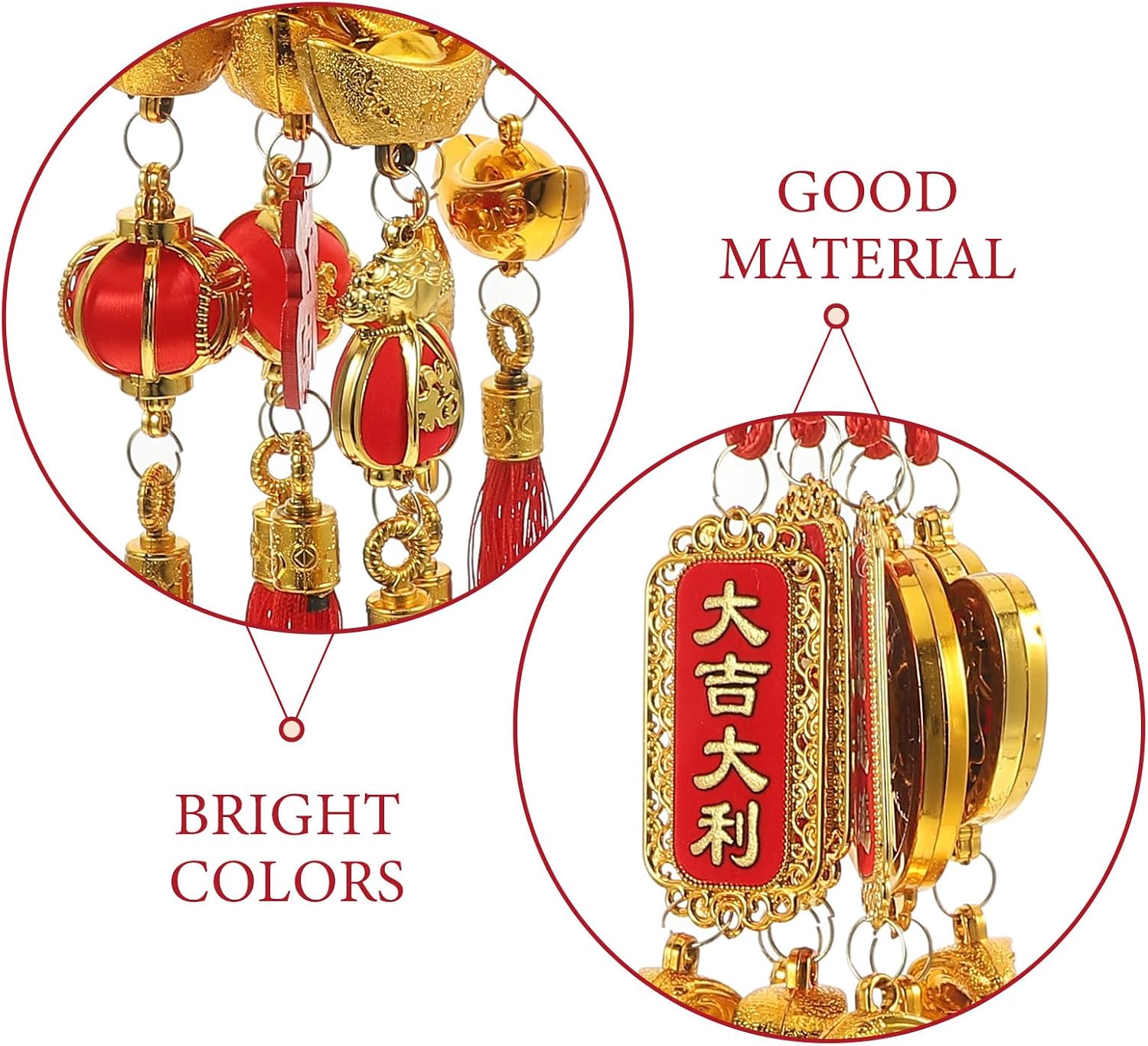 Luxshiny 6Pcs Chinese Snake New Year Lucky Pendant, Feng Shui 2025 New Year Tree Ornament Zodiac Snake Good Fortune Tassel Chinese Goldfish Car Hanging Decor